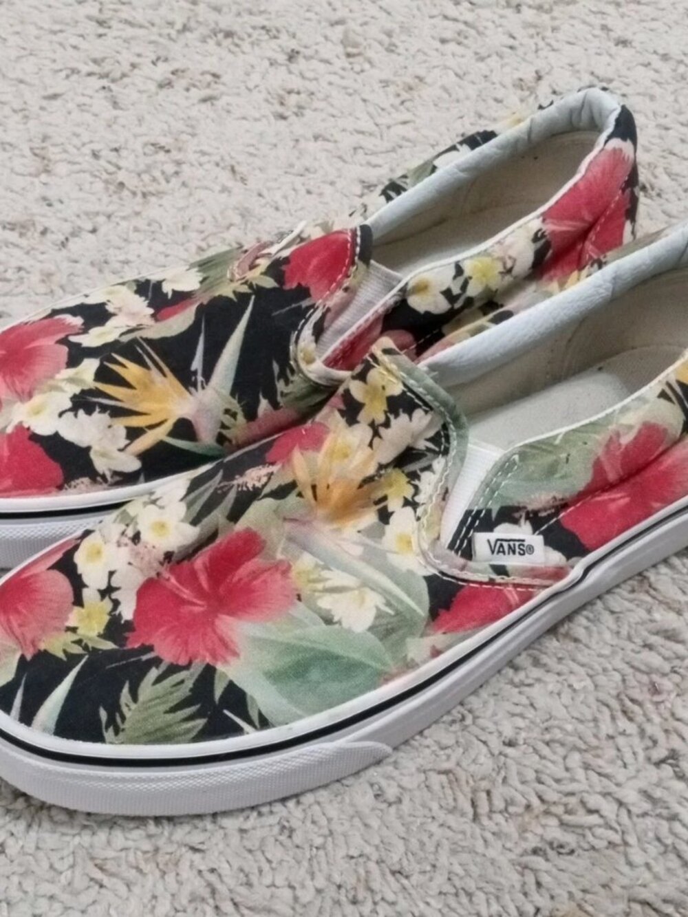 Vans Hawaiian Floral Hibiscus Flower Slip-On Sneakers, Men's 7 Womens 8.5 Rare
